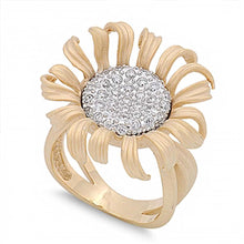 Load image into Gallery viewer, Sterling Silver Sunflower Shaped Clear CZ RingAnd Face Height 25mmAnd Weight 10.2grams