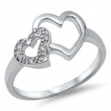 Load image into Gallery viewer, Sterling Silver Trendy Cut-Out Hearts Design with Clear CzsAnd Face Height of 10MM