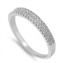 Load image into Gallery viewer, Sterling Silver Classy Double Row Micro Paved Clear Czs Band Ring with Face Height of 3MM