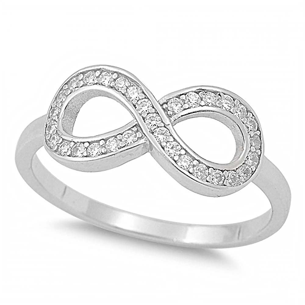 Sterling Silver Thick Pave Infinity Ring with Face Height of 8MM