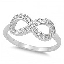 Load image into Gallery viewer, Sterling Silver Thick Pave Infinity Ring with Face Height of 8MM