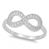 Sterling Silver Thick Pave Infinity Ring with Face Height of 8MM