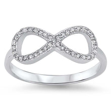 Load image into Gallery viewer, Sterling Silver Thin Pave Infinity Ring with Face Height of 7MM