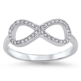 Sterling Silver Thin Pave Infinity Ring with Face Height of 7MM