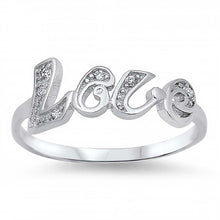 Load image into Gallery viewer, Sterling Silver Trendy Cursive  Love  Ring with Clear Czs InlaidAnd Face Height of 7MM