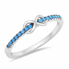Load image into Gallery viewer, Sterling Silver Nano Imitation Turquoise Infinity Shaped With CZ RingAnd Face Height 3mm