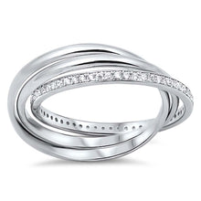 Load image into Gallery viewer, Sterling Silver Round Rings Shaped Clear CZ RingAnd Band Width 2mm