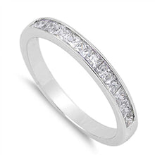 Load image into Gallery viewer, Sterling Silver Classy Eternity Band Ring with Clear Simulated Crystals on Channel SettingAnd Band Width 3 MM
