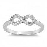 Sterling Silver Fancy Small Pave Infinity Ring with Face Height of 5MM