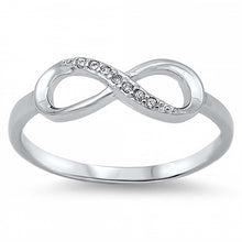 Load image into Gallery viewer, Sterling Silver Fancy Infinity Band Ring with Clear Cz Stones AccentAnd Face Height of 6MM