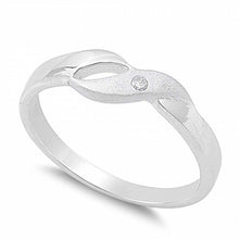 Load image into Gallery viewer, Sterling Silver Plain Infinity Band Ring with Single Clear CzAnd Face Heigth of 5MM