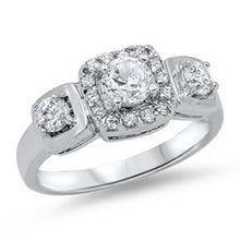 Load image into Gallery viewer, Sterling Silver Rhodium Plated Square And Round Shaped Clear CZ RingAnd Face Height 8mm