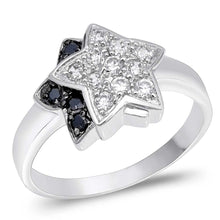 Load image into Gallery viewer, Sterling Silver Fancy Double Star Inlaid with Black and Clear CzsAnd Face Heght of 11MM