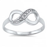 Sterling Silver Fancy Infinty Design Embedded with Clear Cz Stones RingAnd Face Height of 8MM