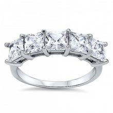 Load image into Gallery viewer, Sterling Silver Stylish Five Prong Princess Cut Clear Cz Ring with Face Height of 6MM