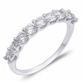 Sterling Silver Stylish Solitaire Prongs Set with 9 Round Clear Czs RingAnd Face Heigth of 3MM