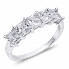 Load image into Gallery viewer, Sterling Silver Squares Shaped Clear CZ RingAnd Face Height 5mm