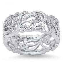 Load image into Gallery viewer, Sterling Silver Leaves Shaped Clear CZ RingAnd Face Height 10mm