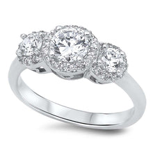 Load image into Gallery viewer, Sterling Silver Triple Rounds Shaped Clear CZ RingAnd Face Height 8mm