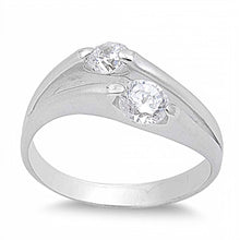 Load image into Gallery viewer, Sterling Silver Plain Double Tension Set with Round Clear Cz RingAnd Face Heigth of 10MM