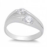 Sterling Silver Plain Double Tension Set with Round Clear Cz RingAnd Face Heigth of 10MM