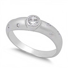 Load image into Gallery viewer, Sterling Silver Single Stone Round Clear CZ RingAnd Face Height 5mm