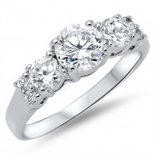 Load image into Gallery viewer, Sterling Silver Tri Circles Shaped Clear CZ RingAnd Face Height 6mm