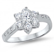 Load image into Gallery viewer, Sterling Silver Flower Shaped Clear CZ RingAnd Face Height 11mm