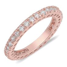 Load image into Gallery viewer, Sterling Silver Rose Gold Plated Wedding Band Clear CZ RingAnd Face Height 3mm