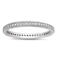 Sterling Silver Plain Simple Clear CZ RingAnd Face Height 2mm