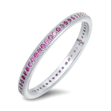 Load image into Gallery viewer, Sterling Silver Fancy Round Cut Ruby Czs Eternity Band Ring with Face Height of 2MM