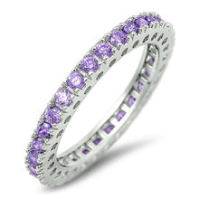 Load image into Gallery viewer, Sterling Silver Classy Eternity Band Ring Set with Amethyst CzsAnd Face Height of 3MM