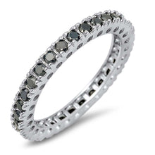 Load image into Gallery viewer, Sterling Silver Classy Eternity Band Ring Set with Black CzsAnd Face Height of 3MM