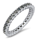 Sterling Silver Classy Eternity Band Ring Set with Black CzsAnd Face Height of 3MM