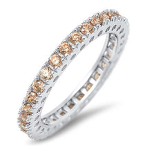 Load image into Gallery viewer, Sterling Silver Classy Eternity Band Ring Set with Champagne CzsAnd Face Height of 3MM
