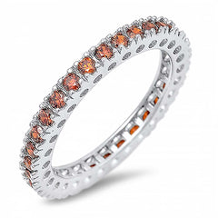 Sterling Silver Eternity Band Ring Set with Garnet CzsAnd Face Height of 3MM