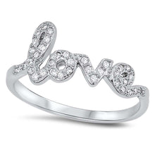 Load image into Gallery viewer, Sterling Silver Love Shaped Clear CZ RingAnd Face Height 9mm