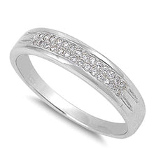 Load image into Gallery viewer, Sterling Silver Double Lines Shaped Clear CZ RingAnd Face Height 3mm