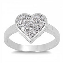 Load image into Gallery viewer, Sterling Silver Heart  Shaped Clear CZ RingAnd Face Height12mm