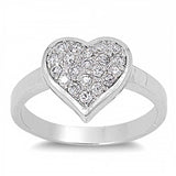 Sterling Silver Heart  Shaped Clear CZ RingAnd Face Height12mm