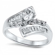 Load image into Gallery viewer, Sterling Silver Curves Shaped Clear CZ RingAnd Face Height 13mm