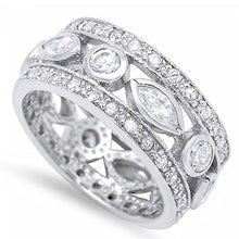 Load image into Gallery viewer, Sterling Silver Round And Oval Shaped Clear CZ RingAnd Cross Height 10mm