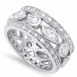 Sterling Silver Round And Oval Shaped Clear CZ RingAnd Cross Height 10mm