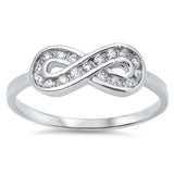 Sterling Silver Modish Infinity Design with Clear Cz RingAnd Face Height of 7MM