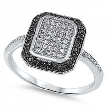 Load image into Gallery viewer, Sterling Silver Elegant Design with Paved Black and Clear Czs RingAnd Face Height of 14MM