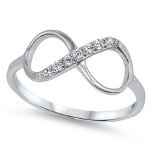 Load image into Gallery viewer, Sterling Silver Modish Inifinity Design with Inlay Clear Cz RingAnd Face Height of 8MM