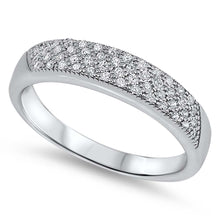 Load image into Gallery viewer, Sterling Silver Modish Micro Pave Clear Cz Ring with Face Height of 4MM