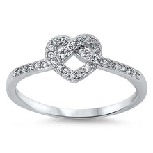 Load image into Gallery viewer, Sterling Silver Trendy Pretzel Heart Design with Clear Cz RingAnd Face Height of 7MM