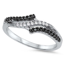 Load image into Gallery viewer, Sterling Silver Fancy Band with Black and Clear Cz RingAnd Face Height of 7MM