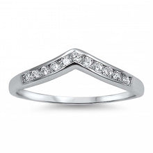 Load image into Gallery viewer, Sterling Silver Chevron Band with Clear Cz RingAnd Face Height of 4MM